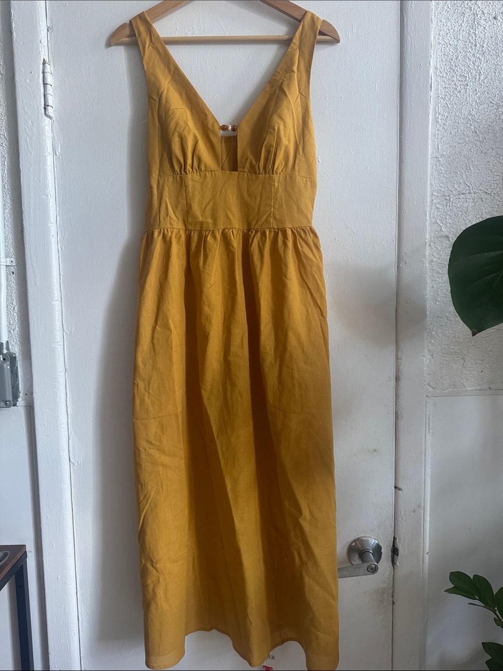 Cider Mustard Yellow Sleeveless V-Neck Maxi Dress